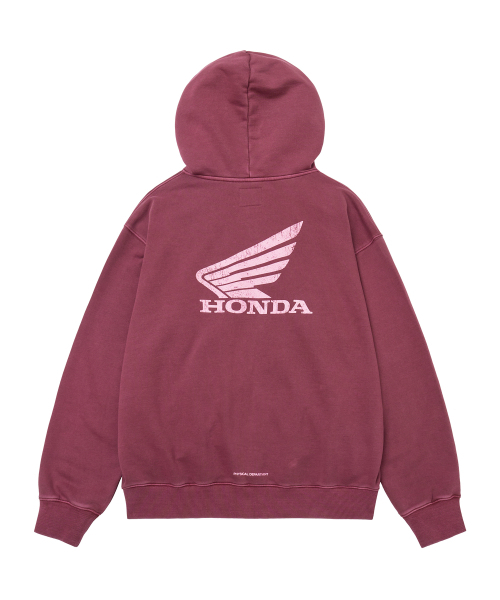 PHYPS MOTORCYCLE(フィップスモーターサイクル)の「Pigment Scratch Logo Hoodie Zip-Up Red(パーカー・レディース・その他・LARGE/X-LARGE/SMALL/MEDIUM)」の3枚目の写真