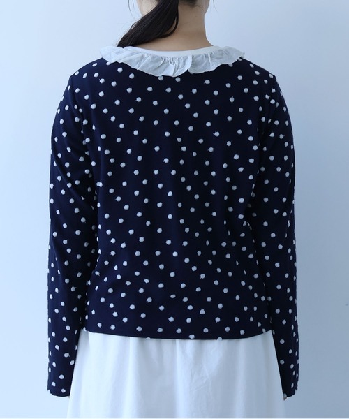 bulle de savon(ビュルデサボン)の「mizutamaパイルカットジャカード フリル衿カーディガン(Tシャツ/カットソー・レディース・ネイビー・FREE)」の22枚目の写真