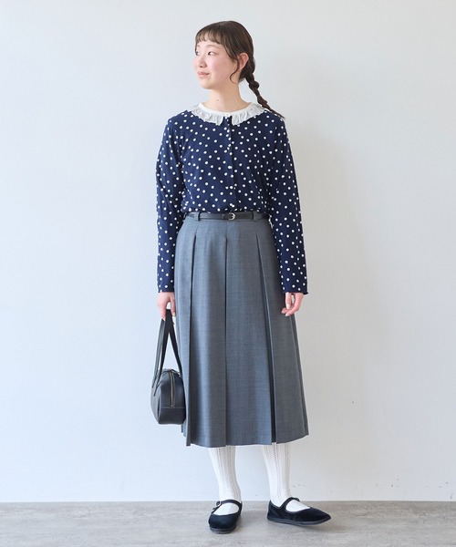 bulle de savon(ビュルデサボン)の「mizutamaパイルカットジャカード フリル衿カーディガン(Tシャツ/カットソー・レディース・ネイビー・FREE)」の18枚目の写真