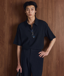 TNGT（ティーエヌジーティー）の「Kinoshita Seersucker Polo (Navy) TNTS6E201N2（Tシャツ/カットソー）」