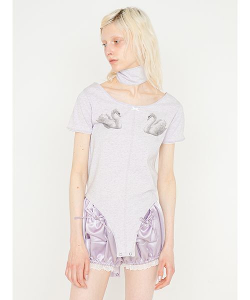 SORIN(ソリン )の「Swan Printed Choker Bodysuit/スワンプリント チョーカーボディスーツ(Tシャツ/カットソー・レディース・ネイビー/オートミール/ライラック・38)」の22枚目の写真