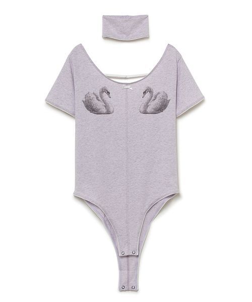 SORIN(ソリン )の「Swan Printed Choker Bodysuit/スワンプリント チョーカーボディスーツ(Tシャツ/カットソー・レディース・ネイビー/オートミール/ライラック・38)」の20枚目の写真