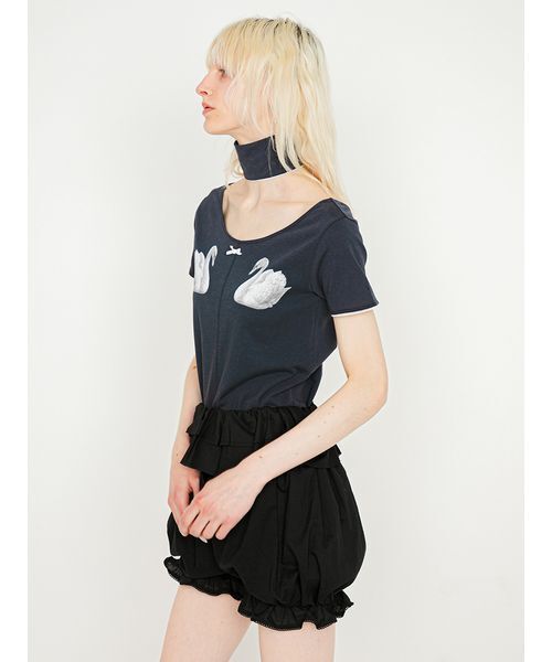 SORIN(ソリン )の「Swan Printed Choker Bodysuit/スワンプリント チョーカーボディスーツ(Tシャツ/カットソー・レディース・ネイビー/オートミール/ライラック・38)」の16枚目の写真