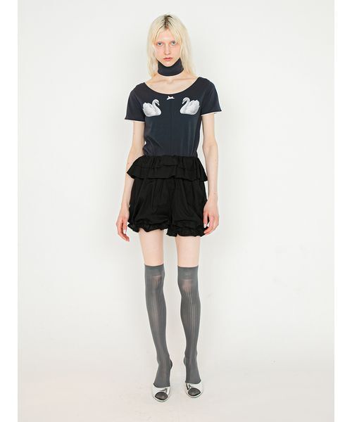 SORIN(ソリン )の「Swan Printed Choker Bodysuit/スワンプリント チョーカーボディスーツ(Tシャツ/カットソー・レディース・ネイビー/オートミール/ライラック・38)」の14枚目の写真