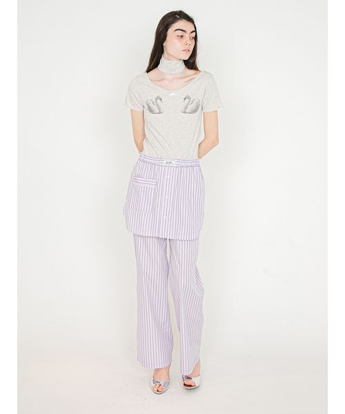 SORIN(ソリン )の「Swan Printed Choker Bodysuit/スワンプリント チョーカーボディスーツ(Tシャツ/カットソー・レディース・ネイビー/オートミール/ライラック・38)」の9枚目の写真