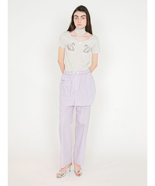 SORIN(ソリン )の「Swan Printed Choker Bodysuit/スワンプリント チョーカーボディスーツ(Tシャツ/カットソー・レディース・ネイビー/オートミール/ライラック・38)」の8枚目の写真