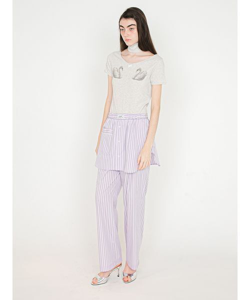 SORIN(ソリン )の「Swan Printed Choker Bodysuit/スワンプリント チョーカーボディスーツ(Tシャツ/カットソー・レディース・ネイビー/オートミール/ライラック・38)」の6枚目の写真