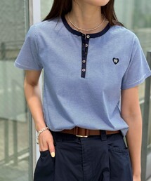 【昨年大人気!待望の再登場】ハートFR刺しゅうヘンリーネックTシャツ