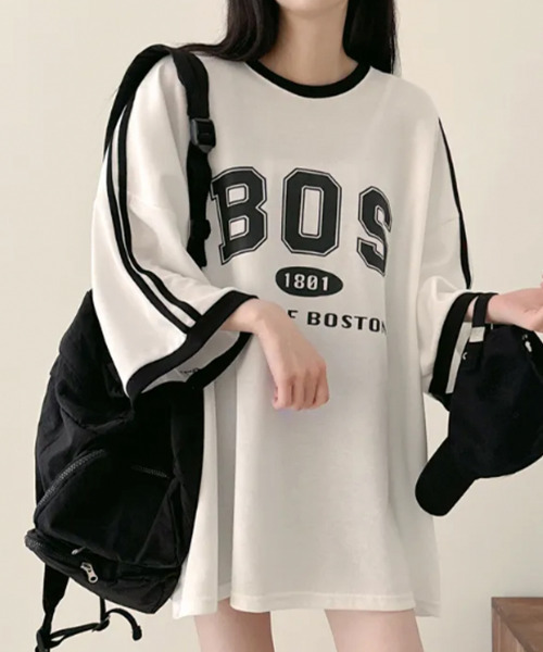 VIVID LADY（ビビッドレディー）の「配色ライン 半袖Tシャツ（Tシャツ/カットソー・レディース・アイボリー/ブラック/グリーン・FREE）」の6枚目の写真