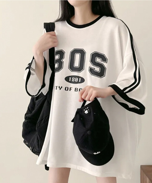 VIVID LADY（ビビッドレディー）の「配色ライン 半袖Tシャツ（Tシャツ/カットソー・レディース・アイボリー/ブラック/グリーン・FREE）」の7枚目の写真