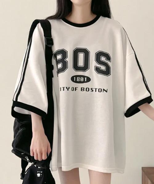 VIVID LADY（ビビッドレディー）の「配色ライン 半袖Tシャツ（Tシャツ/カットソー・レディース・アイボリー/ブラック/グリーン・FREE）」の8枚目の写真