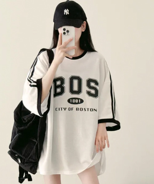 VIVID LADY（ビビッドレディー）の「配色ライン 半袖Tシャツ（Tシャツ/カットソー・レディース・アイボリー/ブラック/グリーン・FREE）」の9枚目の写真