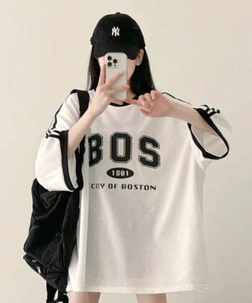 VIVID LADY（ビビッドレディー）の「配色ライン 半袖Tシャツ（Tシャツ/カットソー・レディース・アイボリー/ブラック/グリーン・FREE）」の10枚目の写真