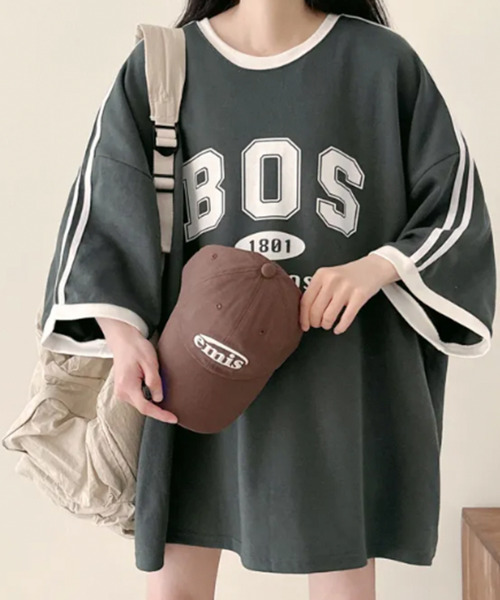 VIVID LADY（ビビッドレディー）の「配色ライン 半袖Tシャツ（Tシャツ/カットソー・レディース・アイボリー/ブラック/グリーン・FREE）」の11枚目の写真