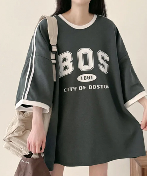 VIVID LADY（ビビッドレディー）の「配色ライン 半袖Tシャツ（Tシャツ/カットソー・レディース・アイボリー/ブラック/グリーン・FREE）」の13枚目の写真