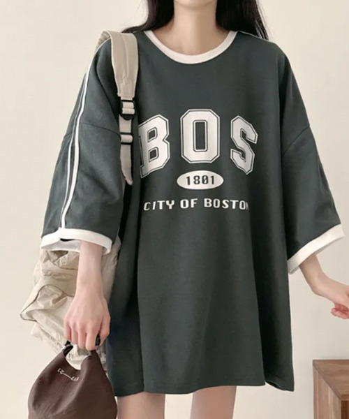 VIVID LADY（ビビッドレディー）の「配色ライン 半袖Tシャツ（Tシャツ/カットソー・レディース・アイボリー/ブラック/グリーン・FREE）」の15枚目の写真