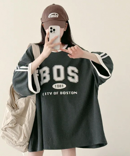 VIVID LADY（ビビッドレディー）の「配色ライン 半袖Tシャツ（Tシャツ/カットソー・レディース・アイボリー/ブラック/グリーン・FREE）」の16枚目の写真