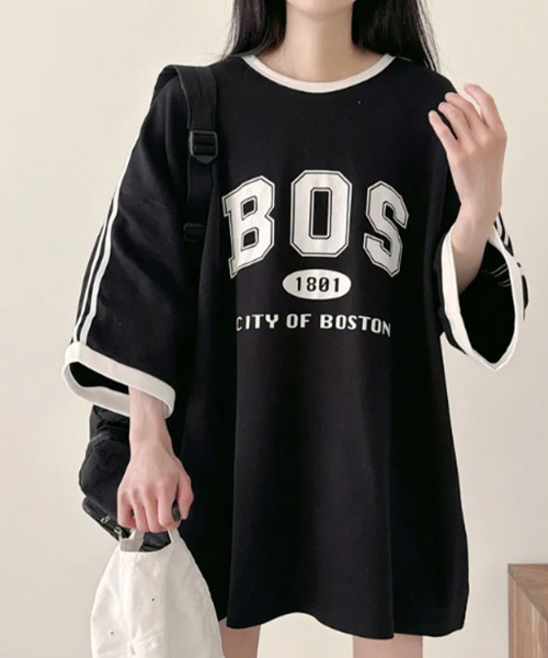 VIVID LADY（ビビッドレディー）の「配色ライン 半袖Tシャツ（Tシャツ/カットソー・レディース・アイボリー/ブラック/グリーン・FREE）」の19枚目の写真
