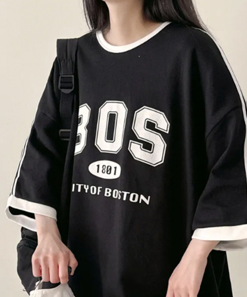 VIVID LADY（ビビッドレディー）の「配色ライン 半袖Tシャツ（Tシャツ/カットソー・レディース・アイボリー/ブラック/グリーン・FREE）」の20枚目の写真