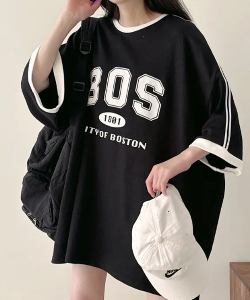 VIVID LADY（ビビッドレディー）の「配色ライン 半袖Tシャツ（Tシャツ/カットソー・レディース・アイボリー/ブラック/グリーン・FREE）」の21枚目の写真