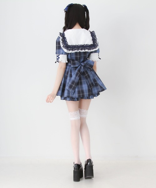 DearMyLove（ディアマイラブ）の「キラキラハートビジューリボンセーラーセットアップ（セットアップ・レディース・ブラック/ネイビー・3L/LARGE/MEDIUM）」の5枚目の写真