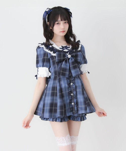 DearMyLove（ディアマイラブ）の「キラキラハートビジューリボンセーラーセットアップ（セットアップ・レディース・ブラック/ネイビー・3L/LARGE/MEDIUM）」の6枚目の写真