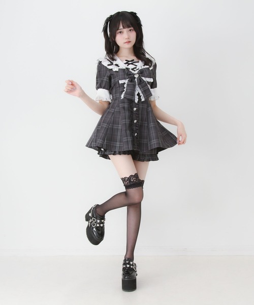 DearMyLove（ディアマイラブ）の「キラキラハートビジューリボンセーラーセットアップ（セットアップ・レディース・ブラック/ネイビー・3L/LARGE/MEDIUM）」の10枚目の写真