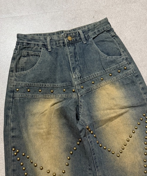 lilful(リルフル)の「【26年春夏新作】スタッズ付き スターモチーフ ウォッシュ加工 ワイドデニムパンツ(デニムパンツ・レディース・ライトブルー/ダークブルー・L/M)」の17枚目の写真