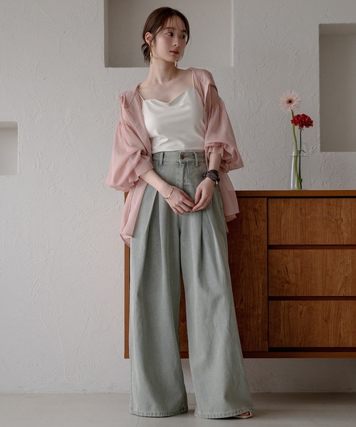 mideal(マイディール)の「glitter tuck pleat wide denim / グリッタータックプリーツワイドデニム(デニムパンツ・レディース・ライトブルー/ブラック・SMALL/MEDIUM)」の15枚目の写真