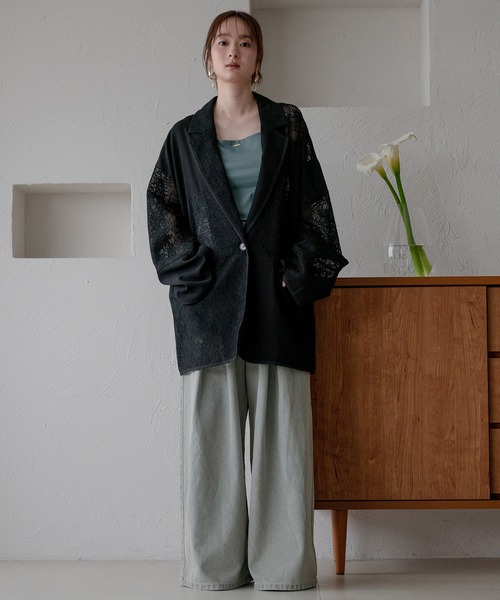 mideal(マイディール)の「glitter tuck pleat wide denim / グリッタータックプリーツワイドデニム(デニムパンツ・レディース・ライトブルー/ブラック・SMALL/MEDIUM)」の17枚目の写真