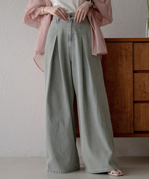 mideal(マイディール)の「glitter tuck pleat wide denim / グリッタータックプリーツワイドデニム(デニムパンツ・レディース・ライトブルー/ブラック・SMALL/MEDIUM/X-SMALL)」の20枚目の写真