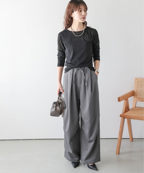 AMELY(エミリー)の「裾ドロスト タックワイドパンツ(その他パンツ・レディース・グレー/アイボリー/ブラック/ブラウン・フリー/C)」の12枚目の写真
