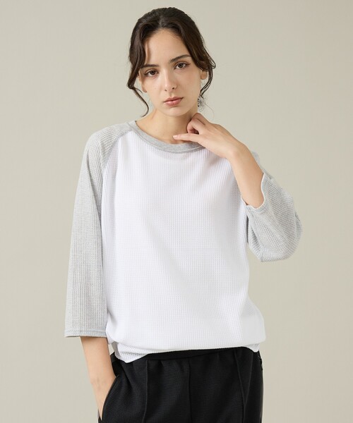 JEMORGAN(ジェーイーモーガン)の「【JEMORGAN /ジェーイーモーガン 】ワッフルラグランスリーブ7分袖Tシャツ/ユニセックス/JQ011-12S(Tシャツ/カットソー・メンズ・グレー系その他/アイボリー/グリーン系その他/ホワイト系その他/ネイビー・L/M/XL)」の3枚目の写真