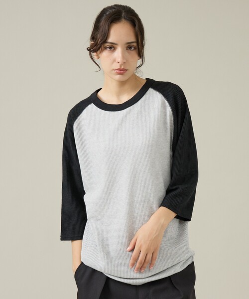 JEMORGAN(ジェーイーモーガン)の「【JEMORGAN /ジェーイーモーガン 】ワッフルラグランスリーブ7分袖Tシャツ/ユニセックス/JQ011-12S(Tシャツ/カットソー・メンズ・グレー系その他/アイボリー/グリーン系その他/ホワイト系その他/ネイビー・L/M/XL)」の4枚目の写真
