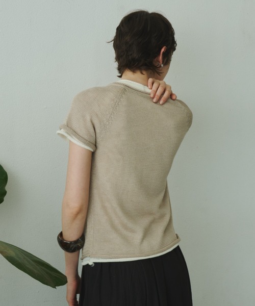 Plumel(プルメル)の「French Sleeve Knit T / フレンチスリーブニットTEE(ニット/セーター・レディース・ベージュ/ダークブラウン/アイボリー・MEDIUM)」の7枚目の写真