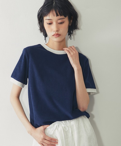 ANOTHER S(アナザーエス)の「パイルリンガー半袖トップス(Tシャツ/カットソー・レディース・ブルー/ネイビー/オートミール/ピンク・M)」の20枚目の写真