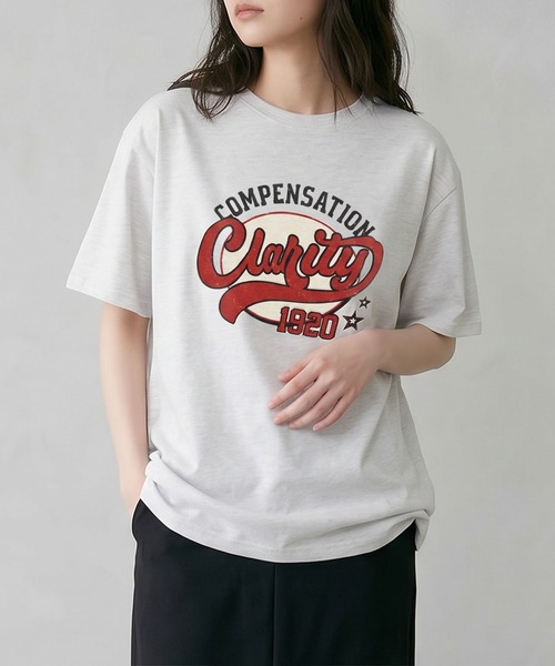 aimoha（アイモハ）の「ヴィンテージロゴプリントTシャツ（Tシャツ/カットソー・レディース・ブラック/ダークグレー/ネイビー/ホワイト/ライトグレー・FREE）」の4枚目の写真