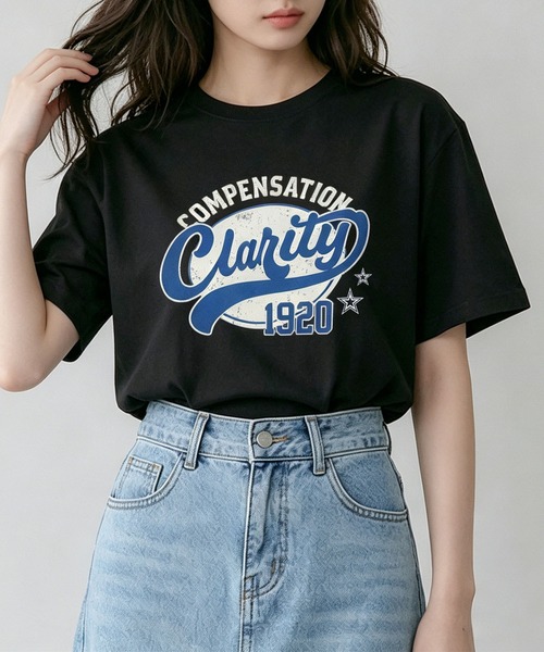 aimoha（アイモハ）の「ヴィンテージロゴプリントTシャツ（Tシャツ/カットソー・レディース・ブラック/ダークグレー/ネイビー/ホワイト/ライトグレー・FREE）」の3枚目の写真