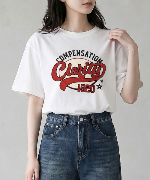 aimoha（アイモハ）の「ヴィンテージロゴプリントTシャツ（Tシャツ/カットソー・レディース・ブラック/ダークグレー/ネイビー/ホワイト/ライトグレー・FREE）」の18枚目の写真