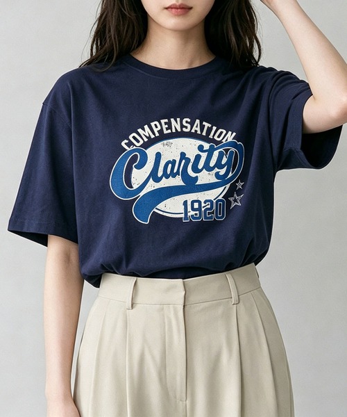 aimoha（アイモハ）の「ヴィンテージロゴプリントTシャツ（Tシャツ/カットソー・レディース・ブラック/ダークグレー/ネイビー/ホワイト/ライトグレー・FREE）」の9枚目の写真