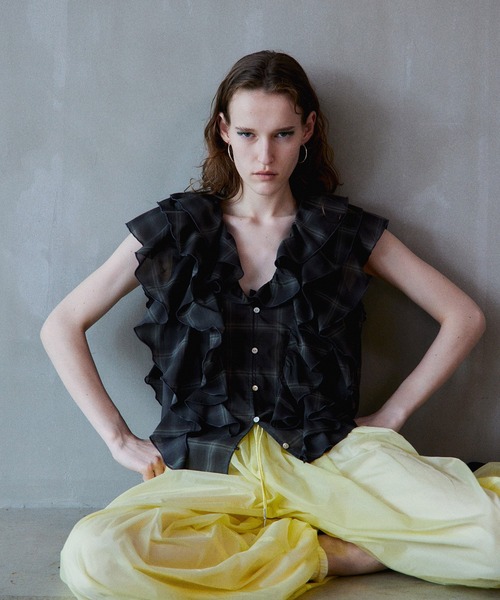 MAISON SPECIAL(メゾンスペシャル)の「Ruffle Check Shirts/ラッフルチェックシャツ(シャツ/ブラウス・レディース・ブルー/ブラック/ホワイト・FREE)」の21枚目の写真