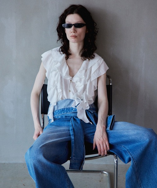 MAISON SPECIAL(メゾンスペシャル)の「Ruffle Check Shirts/ラッフルチェックシャツ(シャツ/ブラウス・レディース・ブルー/ブラック/ホワイト・FREE)」の17枚目の写真