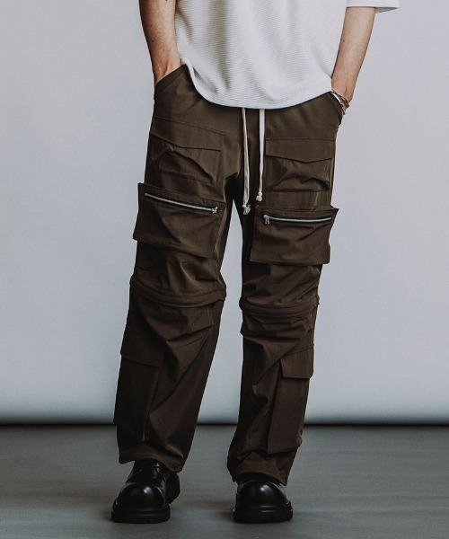 NO ID.(ノーアイディ)の「mp15134-マルチポケットイージーワイドPT パンツ(858006-502P)(カーゴパンツ・メンズ・ブラック/カーキ/グレー・2/1)」の3枚目の写真