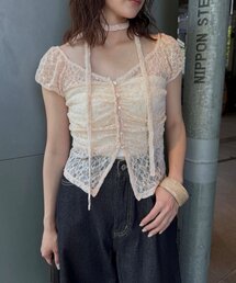 mline | [mline]フレンチギャザーレース チョーカートップス(Tシャツ/カットソー)