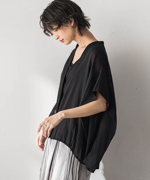 MAYSON GREY（メイソングレイ）の「強撚気流染めサークルシアーカーディガン（カーディガン/ボレロ・レディース・ブラック/オフホワイト/ブラウン・M）」の5枚目の写真