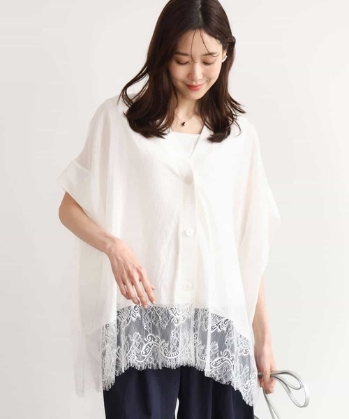 MK MICHEL KLEIN（エムケーミッシェルクラン）の「[洗える]ヘムレースゆるシルエットカーディガン（カーディガン/ボレロ・レディース・ブラック/アイボリー/ライトイエロー・38）」の16枚目の写真