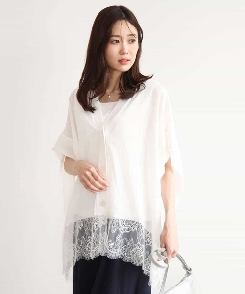MK MICHEL KLEIN（エムケーミッシェルクラン）の「[洗える]ヘムレースゆるシルエットカーディガン（カーディガン/ボレロ・レディース・ブラック/アイボリー/ライトイエロー・38）」の17枚目の写真