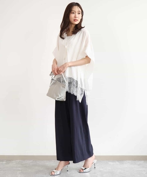 MK MICHEL KLEIN（エムケーミッシェルクラン）の「[洗える]ヘムレースゆるシルエットカーディガン（カーディガン/ボレロ・レディース・ブラック/アイボリー/ライトイエロー・38）」の18枚目の写真