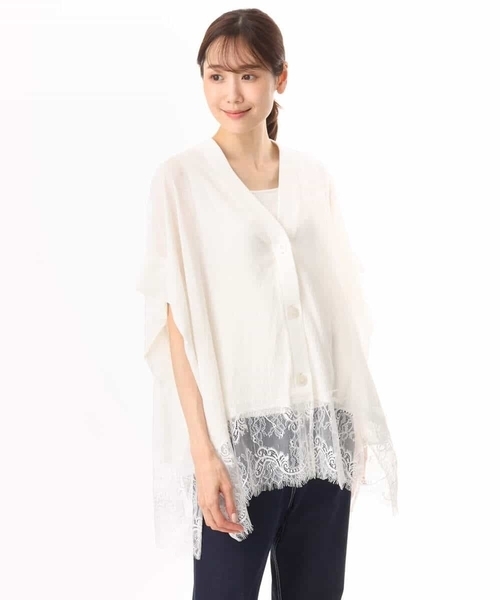 MK MICHEL KLEIN（エムケーミッシェルクラン）の「[洗える]ヘムレースゆるシルエットカーディガン（カーディガン/ボレロ・レディース・ブラック/アイボリー/ライトイエロー・38）」の21枚目の写真