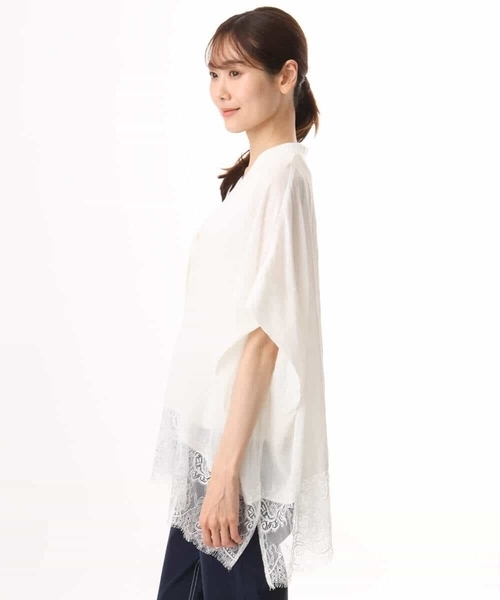 MK MICHEL KLEIN（エムケーミッシェルクラン）の「[洗える]ヘムレースゆるシルエットカーディガン（カーディガン/ボレロ・レディース・ブラック/アイボリー/ライトイエロー・38）」の22枚目の写真